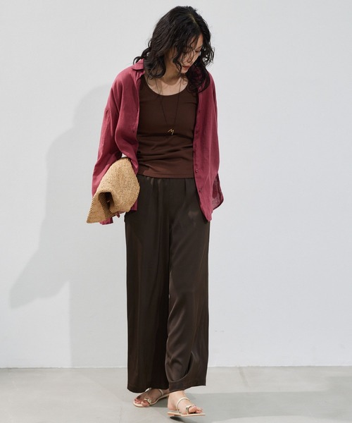 BARNYARDSTORM(バンヤードストーム)の「BARNYARDSTORM / サテンワイドパンツ / ハンドウォッシャブル(その他パンツ・レディース・ベージュ/ブラウン・FREE)」の10枚目の写真