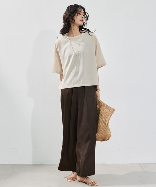 BARNYARDSTORM(バンヤードストーム)の「BARNYARDSTORM / サテンワイドパンツ / ハンドウォッシャブル(その他パンツ・レディース・ベージュ/ブラウン・FREE)」の18枚目の写真