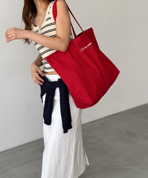 CANAL JEAN（キャナルジーン）の「CALL MY NAME　キャンバストートバッグ（トートバッグ・レディース・アイボリー/レッド/ネイビー・ONE SIZE）」の3枚目の写真