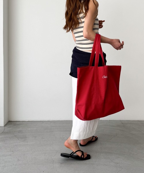 CANAL JEAN（キャナルジーン）の「CALL MY NAME　キャンバストートバッグ（トートバッグ・レディース・アイボリー/レッド/ネイビー・ONE SIZE）」の10枚目の写真