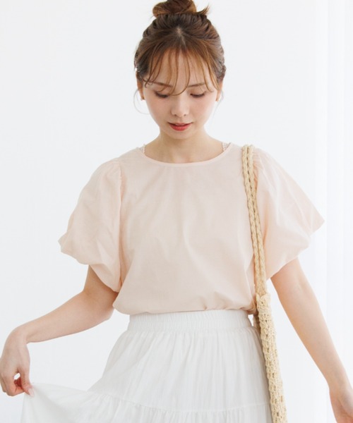 flower（フラワー）の「フェミニンパフブラウス4（シャツ/ブラウス・レディース・ブルー/ピンク/ホワイト・FREE）」の3枚目の写真