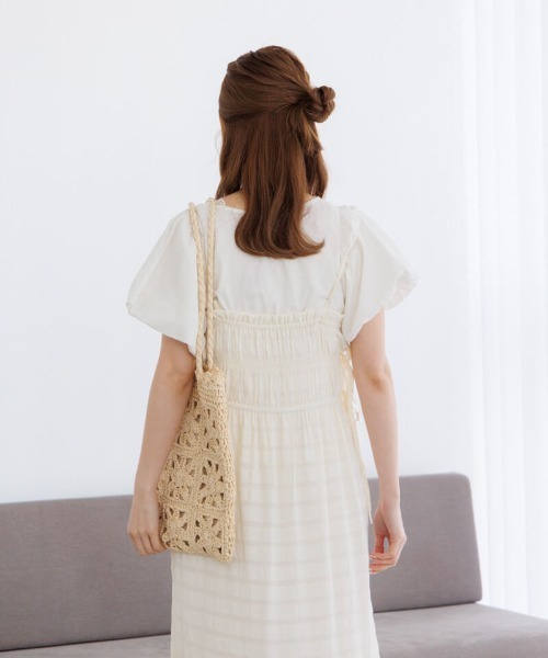 flower（フラワー）の「フェミニンパフブラウス4（シャツ/ブラウス・レディース・ブルー/ピンク/ホワイト・FREE）」の8枚目の写真