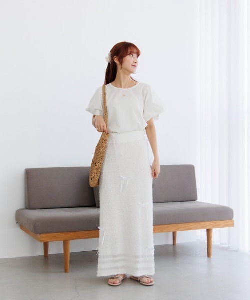 flower（フラワー）の「フェミニンパフブラウス4（シャツ/ブラウス・レディース・ブルー/ピンク/ホワイト・FREE）」の10枚目の写真