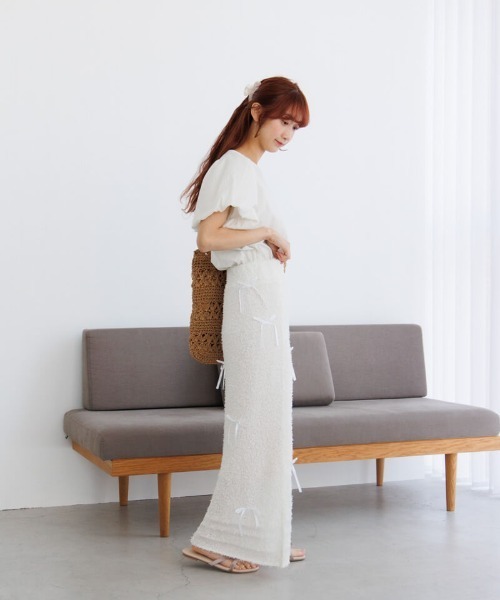 flower（フラワー）の「フェミニンパフブラウス4（シャツ/ブラウス・レディース・ブルー/ピンク/ホワイト・FREE）」の11枚目の写真