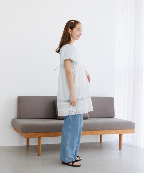 flower（フラワー）の「フェミニンパフブラウス4（シャツ/ブラウス・レディース・ブルー/ピンク/ホワイト・FREE）」の20枚目の写真