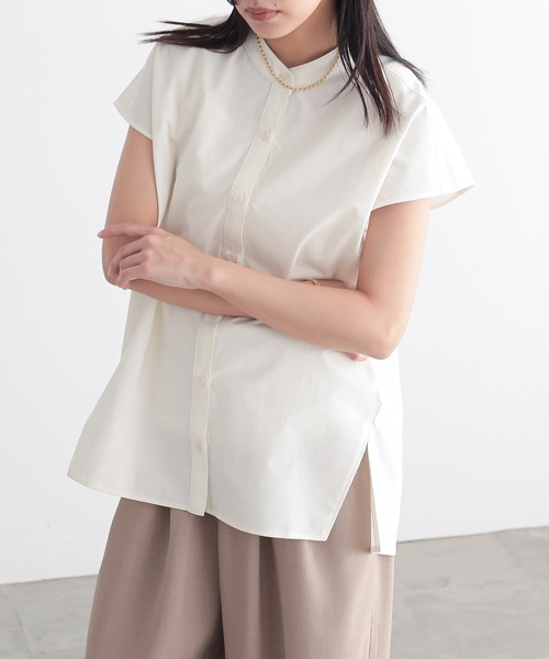 for/c(フォーシー)の「ドライフレンチスリーブブラウス【サスティナブル】(シャツ/ブラウス・レディース・ブラック/オフホワイト・M/L)」の10枚目の写真