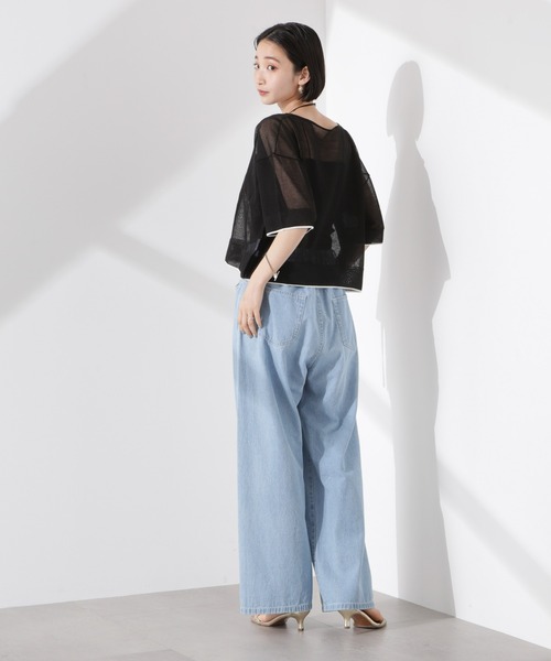 NANO universe（ナノユニバース）の「洗濯機洗可バイカラーシアーニット（ニット/セーター・レディース・ブラウン/ブラック/アイボリー・FREE）」の22枚目の写真