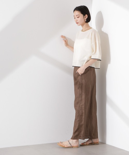 NANO universe（ナノユニバース）の「洗濯機洗可バイカラーシアーニット（ニット/セーター・レディース・ブラウン/ブラック/アイボリー・FREE）」の9枚目の写真