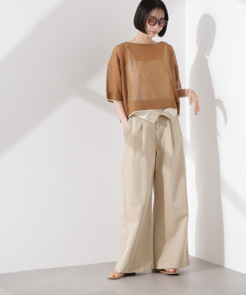 NANO universe（ナノユニバース）の「洗濯機洗可バイカラーシアーニット（ニット/セーター・レディース・ブラウン/ブラック/アイボリー・FREE）」の14枚目の写真