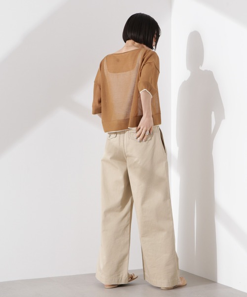 NANO universe（ナノユニバース）の「洗濯機洗可バイカラーシアーニット（ニット/セーター・レディース・ブラウン/ブラック/アイボリー・FREE）」の15枚目の写真