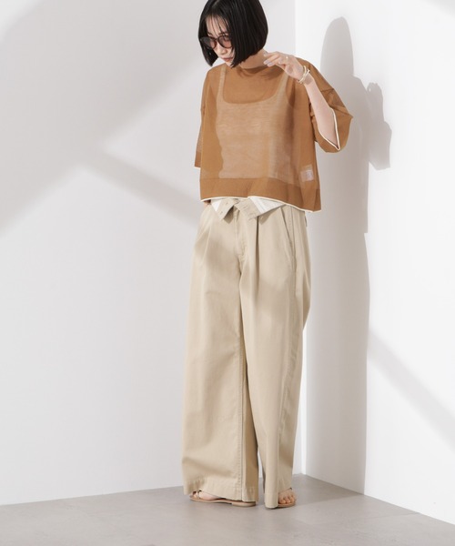 NANO universe（ナノユニバース）の「洗濯機洗可バイカラーシアーニット（ニット/セーター・レディース・ブラウン/ブラック/アイボリー・FREE）」の17枚目の写真