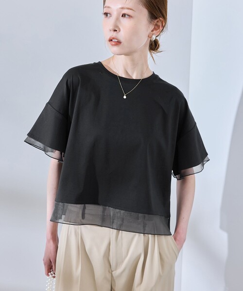 ROPE' PICNIC（ロペピクニック）の「【UVカット・接触冷感】着丈が選べる70シルケットシアードッキングトップス（Tシャツ/カットソー・レディース・ホワイト/ブラック/ピンク/ライトグリーン/ブラウン系その他・38/T38）」の18枚目の写真