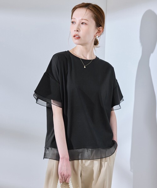 ROPE' PICNIC（ロペピクニック）の「【UVカット・接触冷感】着丈が選べる70シルケットシアードッキングトップス（Tシャツ/カットソー・レディース・ホワイト/ブラック/ピンク/ライトグリーン/ブラウン系その他・38/T38）」の22枚目の写真