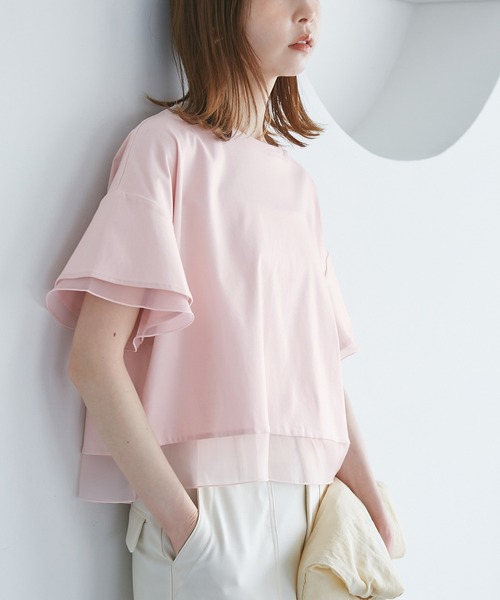 ROPE' PICNIC（ロペピクニック）の「【UVカット・接触冷感】着丈が選べる70シルケットシアードッキングトップス（Tシャツ/カットソー・レディース・ホワイト/ブラック/ピンク/ライトグリーン/ブラウン系その他・38/T38）」の5枚目の写真