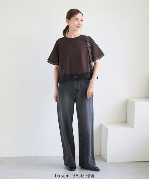 ROPE' PICNIC（ロペピクニック）の「【UVカット・接触冷感】着丈が選べる70シルケットシアードッキングトップス（Tシャツ/カットソー・レディース・ホワイト/ブラック/ピンク/ライトグリーン/ブラウン系その他・38/T38）」の6枚目の写真