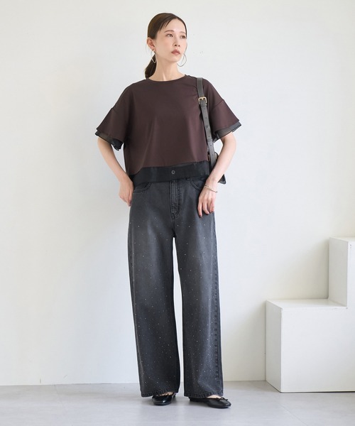 ROPE' PICNIC（ロペピクニック）の「【UVカット・接触冷感】着丈が選べる70シルケットシアードッキングトップス（Tシャツ/カットソー・レディース・ホワイト/ブラック/ピンク/ライトグリーン/ブラウン系その他・38/T38）」の7枚目の写真