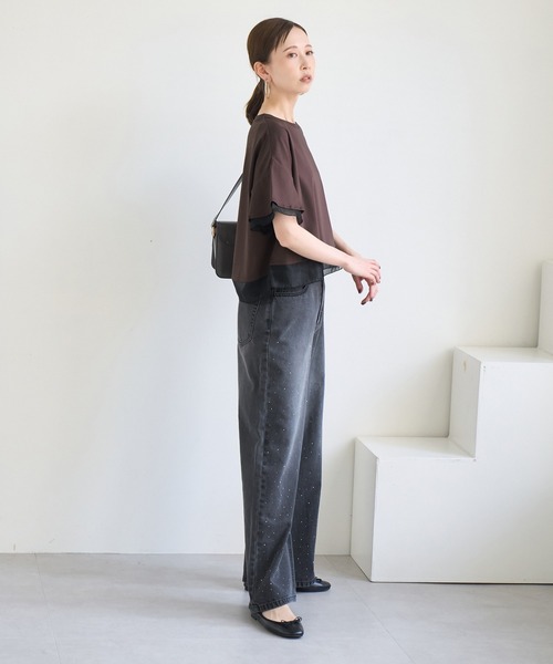 ROPE' PICNIC（ロペピクニック）の「【UVカット・接触冷感】着丈が選べる70シルケットシアードッキングトップス（Tシャツ/カットソー・レディース・ホワイト/ブラック/ピンク/ライトグリーン/ブラウン系その他・38/T38）」の8枚目の写真