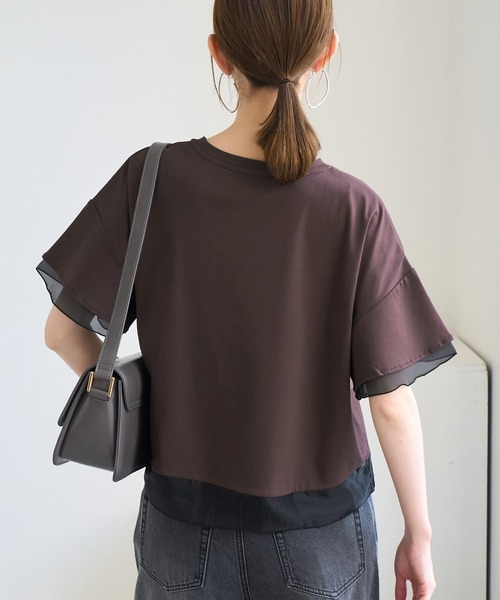 ROPE' PICNIC（ロペピクニック）の「【UVカット・接触冷感】着丈が選べる70シルケットシアードッキングトップス（Tシャツ/カットソー・レディース・ホワイト/ブラック/ピンク/ライトグリーン/ブラウン系その他・38/T38）」の10枚目の写真