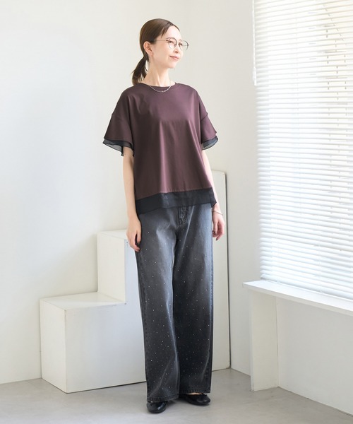 ROPE' PICNIC（ロペピクニック）の「【UVカット・接触冷感】着丈が選べる70シルケットシアードッキングトップス（Tシャツ/カットソー・レディース・ホワイト/ブラック/ピンク/ライトグリーン/ブラウン系その他・38/T38）」の12枚目の写真