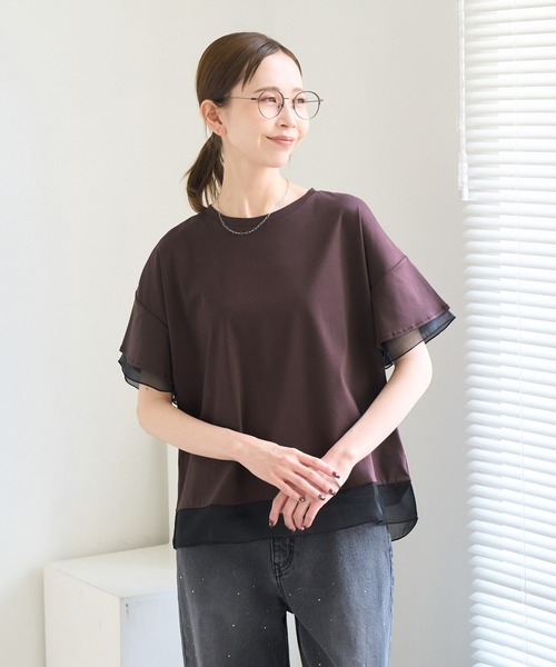 ROPE' PICNIC（ロペピクニック）の「【UVカット・接触冷感】着丈が選べる70シルケットシアードッキングトップス（Tシャツ/カットソー・レディース・ホワイト/ブラック/ピンク/ライトグリーン/ブラウン系その他・38/T38）」の13枚目の写真