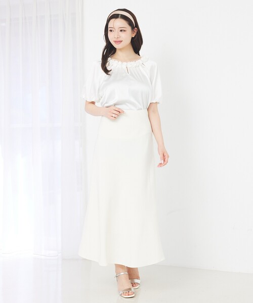 SELFIST(セルフィスト)の「フラワーモチーフブラウス フリル オケージョン 夏服 半袖 フェミニン(シャツ/ブラウス・レディース・オフホワイト/ブラック/サーモンピンク・フリー)」の21枚目の写真