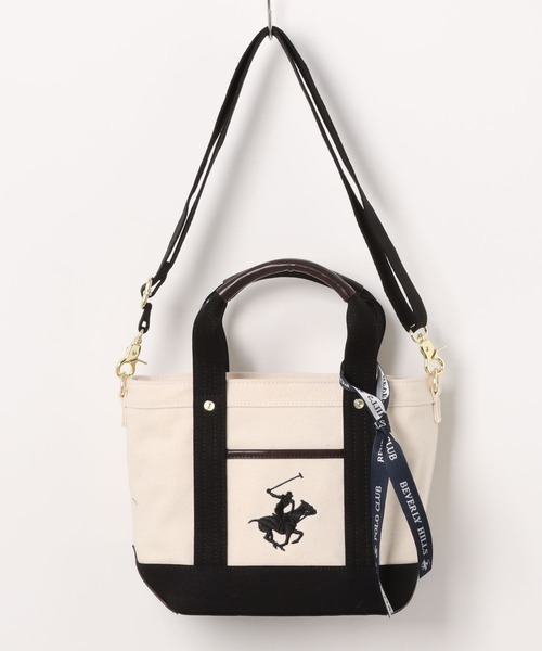 BEVERLY HILLS POLO CLUB（ビバリーヒルズポロクラブ）の「【BEVERLY HILLS POLO CLUB/ビバリーヒルズポロクラブ】【型崩れしにくいタフ帆布】キャンバス ミニトートバッグ 2WAYショルダー 高耐久（トートバッグ・レディース・ブラック/グレー/オフホワイト/アイボリー・FREE）」の2枚目の写真