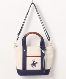 【BEVERLY HILLS POLO CLUB/ビバリーヒルズポロクラブ】【型崩れしにくいタフ帆布】キャンバス ミニトートバッグ 2WAYショルダー 高耐久