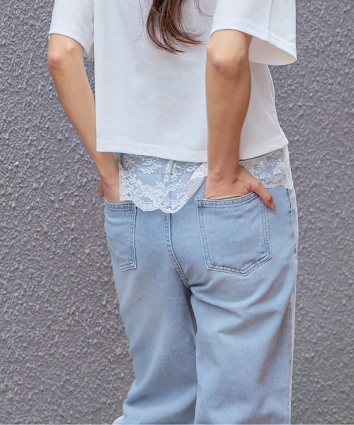 GORGE（ゴージ）の「《チュールレース付き》レディース デニム ワイドパンツ フェミニンカジュアル 春夏秋冬（デニムパンツ・レディース・ブルー・S/M）」の4枚目の写真