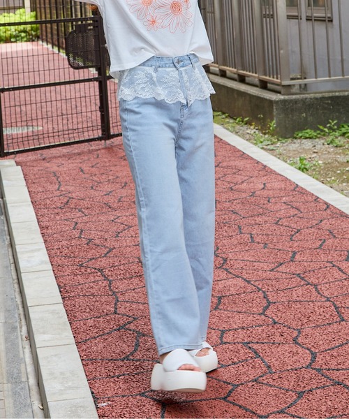 GORGE（ゴージ）の「《チュールレース付き》レディース デニム ワイドパンツ フェミニンカジュアル 春夏秋冬（デニムパンツ・レディース・ブルー・S/M）」の20枚目の写真