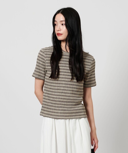 BEAUTY&YOUTH UNITED ARROWS（ビューティーアンドユースユナイテッドアローズ）の「シャーリング ボーダー Tシャツ（Tシャツ/カットソー・レディース・ブラック/オフホワイト/ダークブラウン・FREE）」の7枚目の写真