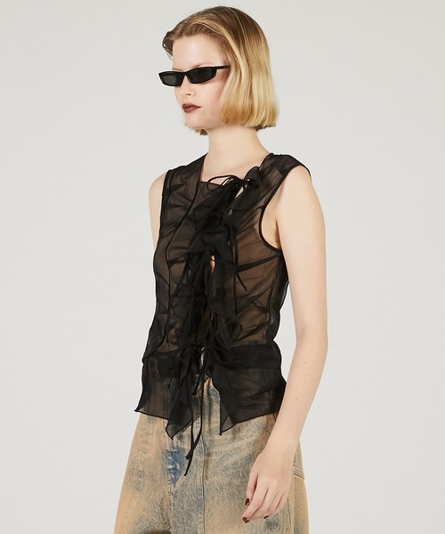 PRANK PROJECT(プランクプロジェクト)の「ランダムタックシアータンク / Random Tuck Shear Tank(タンクトップ・レディース・ブラック/ホワイト/レッド・FREE)」の18枚目の写真