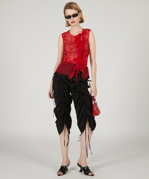 PRANK PROJECT(プランクプロジェクト)の「ランダムタックシアータンク / Random Tuck Shear Tank(タンクトップ・レディース・ブラック/ホワイト/レッド・FREE)」の6枚目の写真