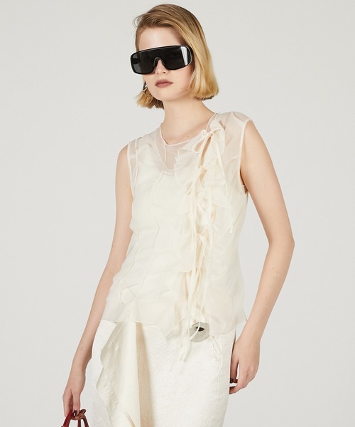 PRANK PROJECT(プランクプロジェクト)の「ランダムタックシアータンク / Random Tuck Shear Tank(タンクトップ・レディース・ブラック/ホワイト/レッド・FREE)」の10枚目の写真