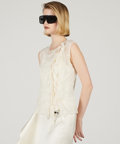 PRANK PROJECT(プランクプロジェクト)の「ランダムタックシアータンク / Random Tuck Shear Tank(タンクトップ・レディース・ブラック/ホワイト/レッド・FREE)」の11枚目の写真