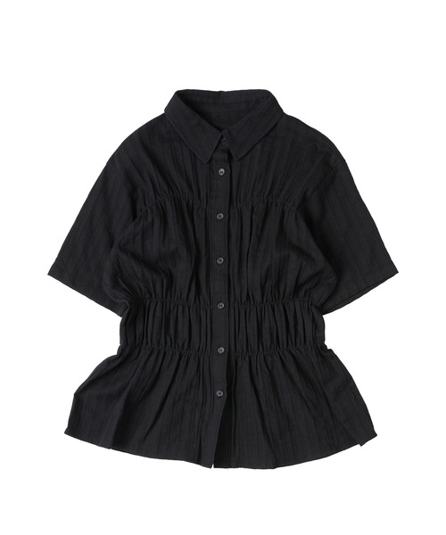 MUHET（ミュエータ）の「shirred shirt blouse / シャーリングシャツブラウス（シャツ/ブラウス・レディース・アイボリー/ブラック/ライトブルー・FREE）」の2枚目の写真
