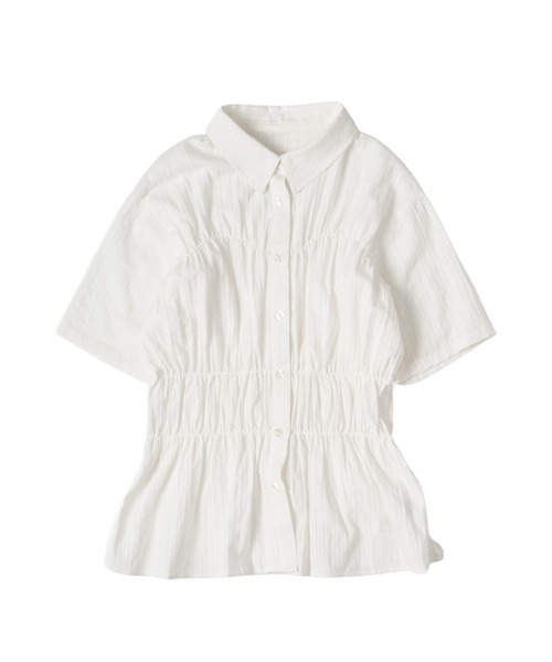 MUHET（ミュエータ）の「shirred shirt blouse / シャーリングシャツブラウス（シャツ/ブラウス・レディース・アイボリー/ブラック/ライトブルー・FREE）」の4枚目の写真