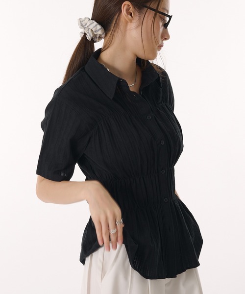 MUHET（ミュエータ）の「shirred shirt blouse / シャーリングシャツブラウス（シャツ/ブラウス・レディース・アイボリー/ブラック/ライトブルー・FREE）」の20枚目の写真