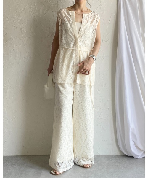 She's Closet(シーズクローゼット)の「セミワイドラッセルレースロングパンツ(その他パンツ・レディース・ブラック/アイボリー・FREE)」の3枚目の写真
