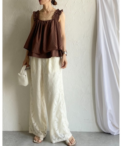 She's Closet(シーズクローゼット)の「セミワイドラッセルレースロングパンツ(その他パンツ・レディース・ブラック/アイボリー・FREE)」の5枚目の写真