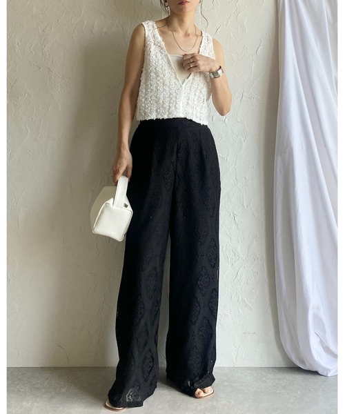 She's Closet(シーズクローゼット)の「セミワイドラッセルレースロングパンツ(その他パンツ・レディース・ブラック/アイボリー・FREE)」の8枚目の写真