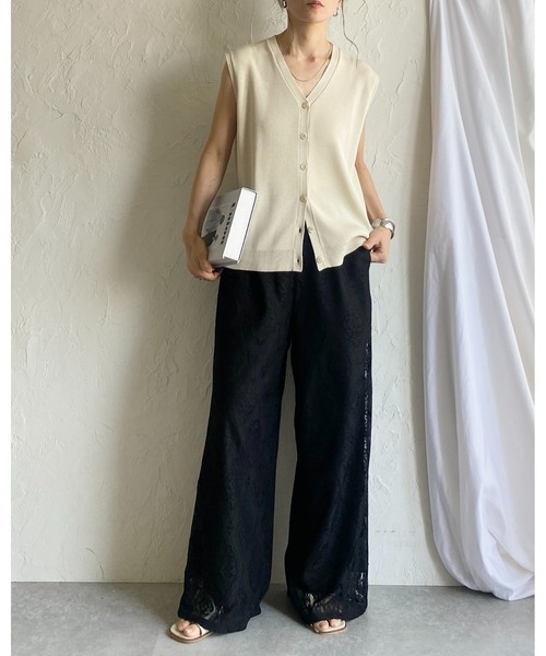 She's Closet(シーズクローゼット)の「セミワイドラッセルレースロングパンツ(その他パンツ・レディース・ブラック/アイボリー・FREE)」の18枚目の写真
