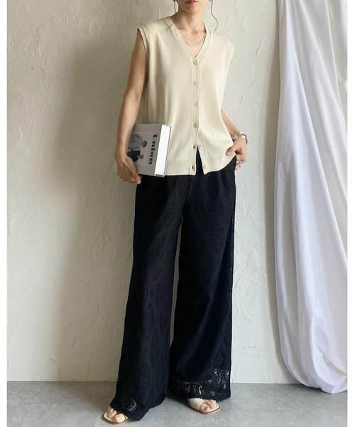 She's Closet(シーズクローゼット)の「セミワイドラッセルレースロングパンツ(その他パンツ・レディース・ブラック/アイボリー・FREE)」の20枚目の写真
