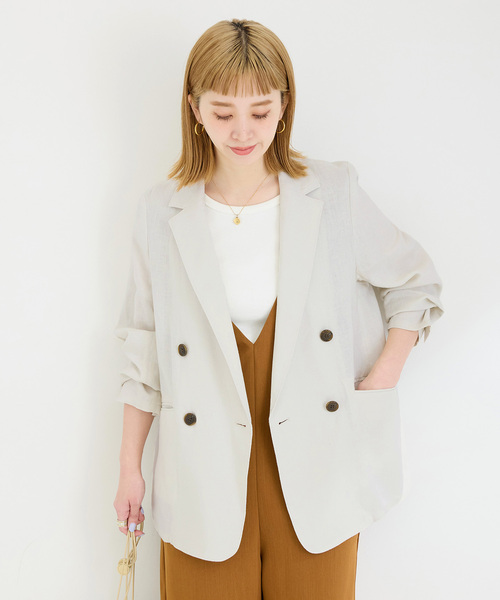 追加3》手洗い可 / フレンチリネンテーラードジャケット