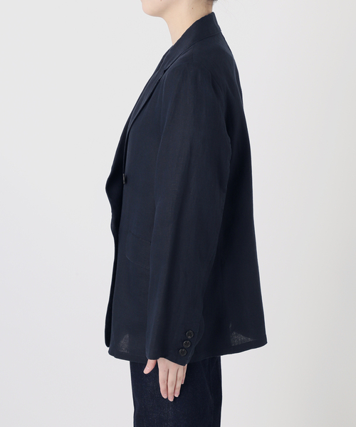 タグ付き　B.C STOCK フレンチリネンテーラードジャケット　ネイビー タグ付き B.C STOCK フレンチリネンテーラードジャケット ネイビー