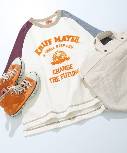 KRIFF MAYER Lady's Collection(クリフメイヤーレディースコレクション)の「【本体綿100%】ざっくり裏毛7分袖クルー(スウェット・レディース・グレー/ナチュラル/カラフル/ブラック/パープル/イエロー/ベージュ・LARGE/MEDIUM)」の7枚目の写真