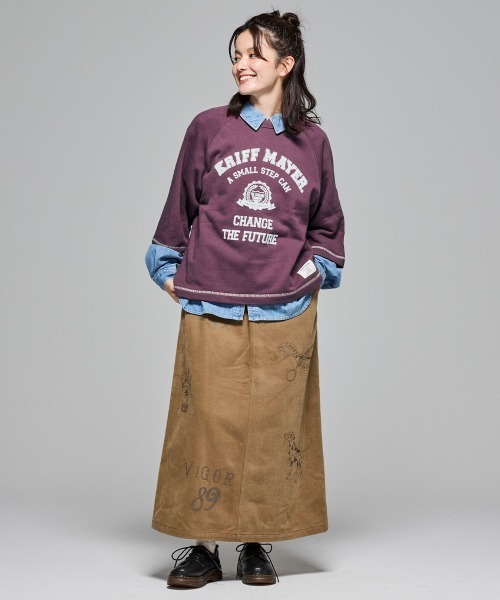 KRIFF MAYER Lady's Collection(クリフメイヤーレディースコレクション)の「【本体綿100%】ざっくり裏毛7分袖クルー(スウェット・レディース・グレー/ナチュラル/カラフル/ブラック/パープル/イエロー/ベージュ・LARGE/MEDIUM)」の13枚目の写真