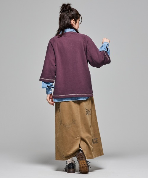 KRIFF MAYER Lady's Collection(クリフメイヤーレディースコレクション)の「【本体綿100%】ざっくり裏毛7分袖クルー(スウェット・レディース・グレー/ナチュラル/カラフル/ブラック/パープル/イエロー/ベージュ・LARGE/MEDIUM)」の15枚目の写真