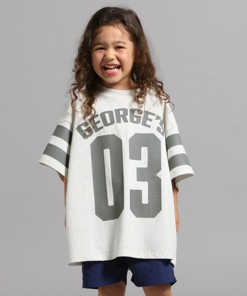 GEORGE'S（ジョージズ）の「【KIDS】ナンバーラインTシャツ（Tシャツ/カットソー・キッズ・ライトグレー/グリーン・150cm/110cm/130cm）」の2枚目の写真