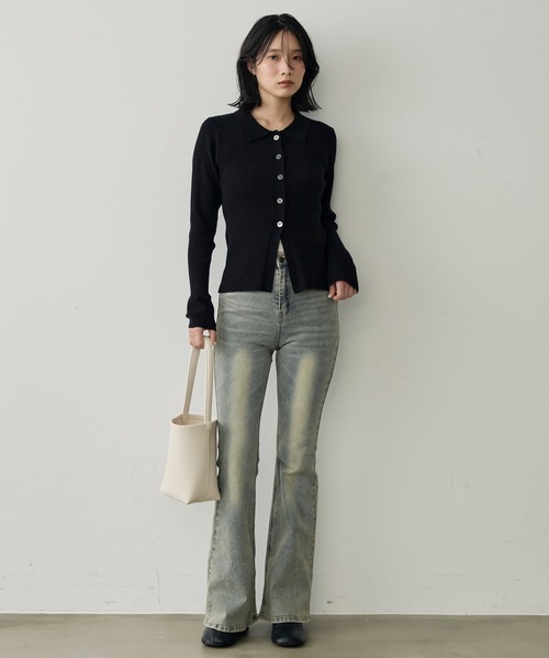 attiree（アティレー）の「ハイウエストストレッチフレアデニムパンツ（デニムパンツ・レディース・ブラック/ブルー・SMALL/MEDIUM/LARGE）」の9枚目の写真
