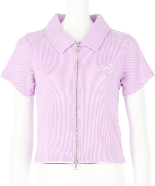 ANAP GｉRL（アナップガール）の「ダブルジップリブトップス(キッズお揃い)（Tシャツ/カットソー・キッズ・ライトグレー/ブラック/ラベンダー/ライトイエロー・M/S/XS）」の3枚目の写真